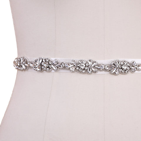 Vintage Crystal Design Bridal Belt on ivory ribbon