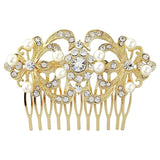 Amal Crystal and Pearl Hair Comb -Available in Silver or Gold