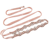Rose Pink Satin Ribbon Crystal Bridal Belt