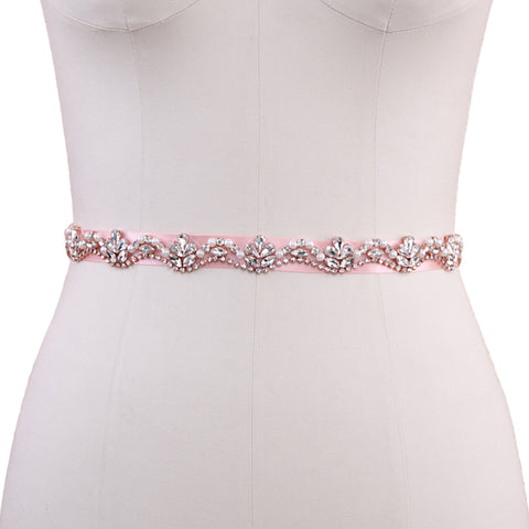 slim fit dress slacks Crystal, Rhinestone & Pearl Bridal Belt Style: Miami, 17 inches, Rose main image 0
