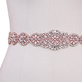 Rose Pink Satin Ribbon Pearl Bridal Belt