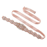 Rose Pink Satin Ribbon Pearl Bridal Belt