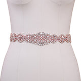Rose Pink Satin Ribbon Pearl Bridal Belt