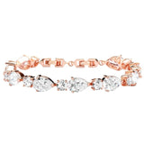 Rose Gold Crystal Bracelet. Single Row. Clasp Fastening