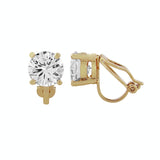 crystal solitaire round cut clip on earrings measuring 8mm with a gold finish