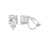 crystal solitaire round cut clip on earrings measuring 8mm with a silver finish