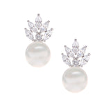 Crystal and Ivory pearl earrings in a vintage design, they measure 1.5cm
