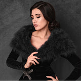Bethan Black Marabou Feather Shrug