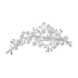 large Silver and crystal floral spray hair accessory in silver