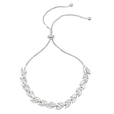 Fully adjustable crystal bracelet on a rhodium plated finish with clear crystals. 