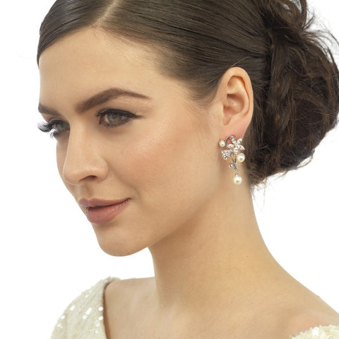 Fleur Crystal and Pearl Earrings