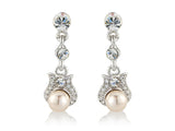 Clear crystal and pearl earrings with a 2.5cm drop