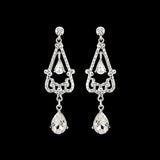 Crystal drop earrings made with lightweight clear crystals on a silver tone finish, they have a drop of 6cm. 