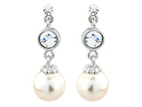 Crystal and pearl earrings made from high quality crystals on a silver tone finish, they have a drop of 3.5cm