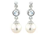 Crystal and pearl earrings made from high quality crystals on a silver tone finish, they have a drop of 3.5cm
