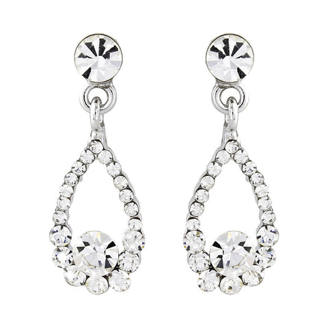 Crystal drop earrings made from Swarovski crystal elements with cubic zirconia crystals on a rhodium finish, they have a 2.5cm drop