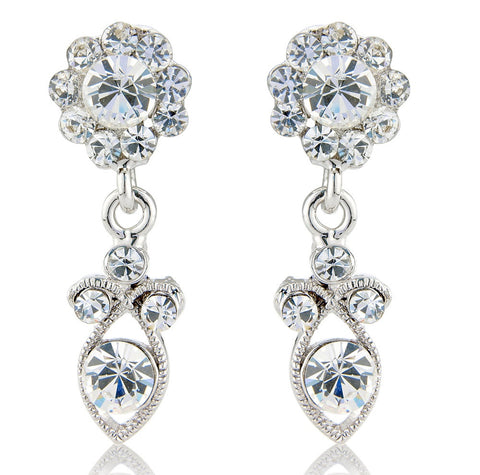 Crystal earrings made with clear Swarovski and cubic zirconia elements, they have a drop of 3.5cm