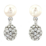 Crystal and pearl drop earrings made from high quality cubic zirconia and Swarovski clear crystals and a pretty pearl, they have a drop of 2.5cm