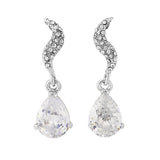 Oval shaped crystal chandelier drop earrings on a sparkling silver tone finish, earrings have a drop of 3.5cm. 