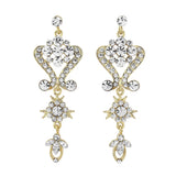 Crystal chandelier drop earrings made from clear crystals on a silver tone finish, they have a drop of 7cm. 