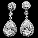 Crystal tear drop earrings made from clear crystals on a silver tone finish, they have a drop of 6.5cm. 