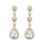 Crystal drop earrings made from high quality clear cubic zirconia crystals on a rhodium plated gold tone finish, they have a drop of 5cm. 