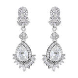 Crystal drop earrings made from high quality clear cubic zirconia crystals on a rhodium plated finish, they have a drop of 3.5cm. 