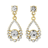 Crystal chandelier drop earrings made from luxury clear crystals on a gold tone finish, they have a drop of 3.5cm. 