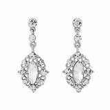 Crystal chandelier drop earrings made with clear and glass crystals on a silver tone finish, they have a drop of 4cm. 
