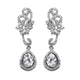 Crystal drop earrings made from cubic zirconia crystals on a rhodium plated finish, they have a drop of 4cm. 