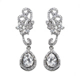 Crystal drop earrings made from cubic zirconia crystals on a rhodium plated finish, they have a drop of 4cm. 