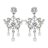 Crystal chandelier earrings made high quality clear cubic zirconia crystals on a rhodium plated finish, they have a drop of 6cm. 