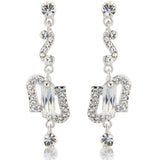 Crystal earrings made from clear cubic zirconia crystals on a silver tone finish, they measure 6.5cm long. 