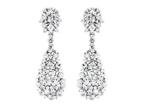 Crystal cluster earrings made with high quality cubic zirconia crystals on a rhodium finish, they have a drop of 4.5cm. 