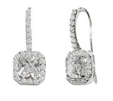 Crystal earrings in a pretty square design made from high quality clear cubic zirconia crystals on a silver tone finish, they have a drop of 2.5cm. 