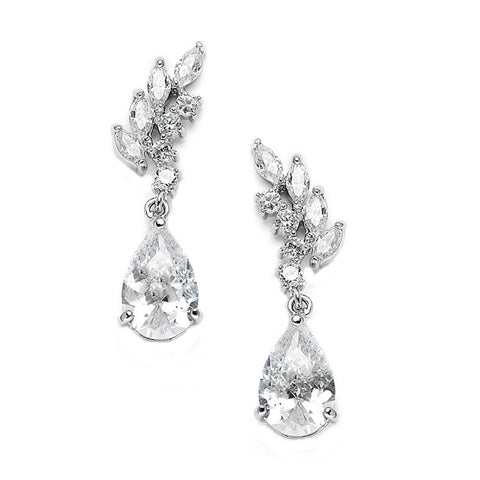 Crystal earrings made from high quality clear cubic zirconia crystals on a rhodium plated finish, they have a drop of 3.2cm. 