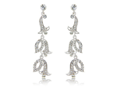 Crystal chandelier drop earrings made with Swarovski and cubic zirconia crystals, they have a drop of 7.5cm 
