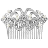 Amal Crystal and Pearl Hair Comb -Available in Silver or Gold