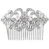 Amal Crystal and Pearl Hair Comb -Available in Silver or Gold