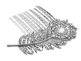 Sally Crystal Peacock Feather Hair Comb Available in Gold, Silver and Rose Gold