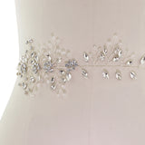 Delicate Crystal Bridal Belt with ivory satin tie on ribbon