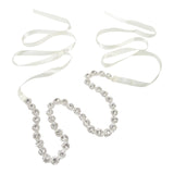 Silver Crystal Row Bridal Belt with ivory ribbon tie