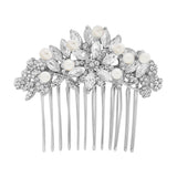 Emilia Crystal and Pearl Hair Comb Availble in Rose Gold & Silver