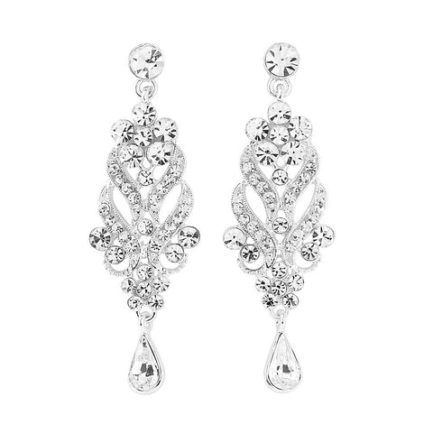 Crystal earrings in a elegant design on a silver plated finish