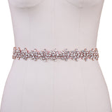 Rose Pink Satin Ribbon Crystal Bridal Belt