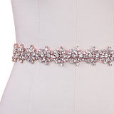 Rose Pink Satin Ribbon Crystal Bridal Belt in floral design