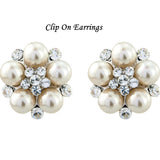 Georgia Pearl and Crystal Earrings - Clip On