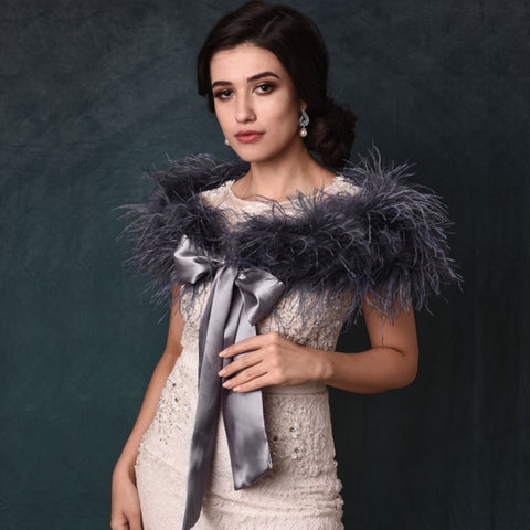 Grey feather shrug hotsell