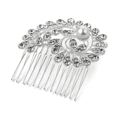 Pearl and Crystal Swirl Hair Comb