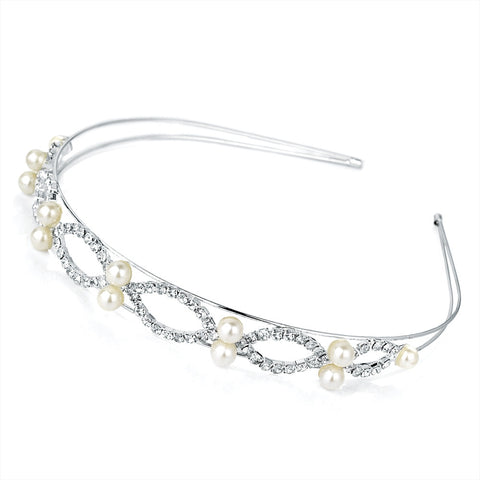 Double Pearl and Crystal Hair Band